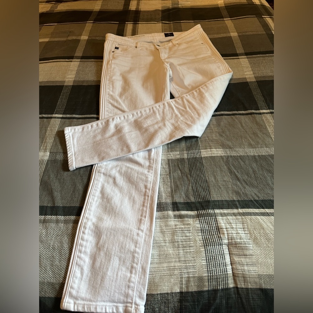 Ag Adriano Goldschmied The Prima Ankle Pintucked White Jeans